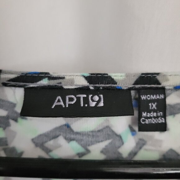 Apt. 9 Woman 1X Blouse gathered front geometric abstract Rayon pullover PRETTY - Picture 7 of 10